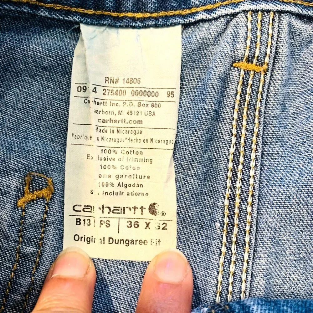 Vtg Carhartt Carpenter Original Dungaree Fit Jeans 36x30.5 Workwear Medium EUC‎